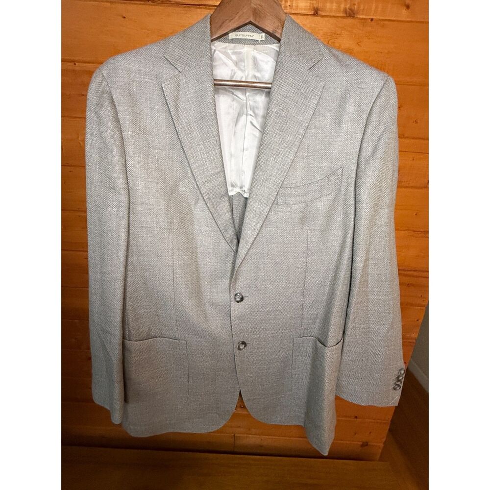 Suitsupply Blazer 44R E Thomas Wool Silk Cashmere textured blazer Jacket Gray